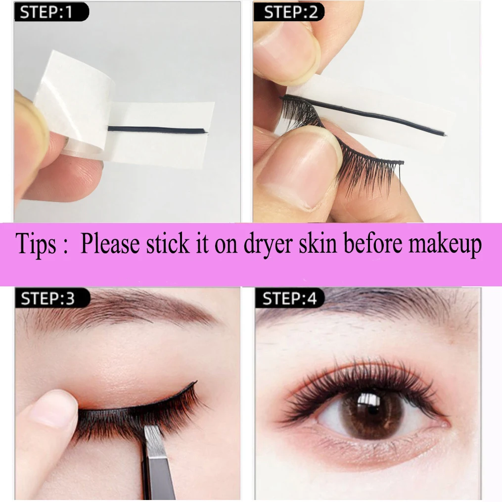 40Pcs/Box Reusable Lash Glue Self-Sticker Glue-Free Eyelash Glue Strip False Eyelashes Extension Makeup Tool Extension Supplies