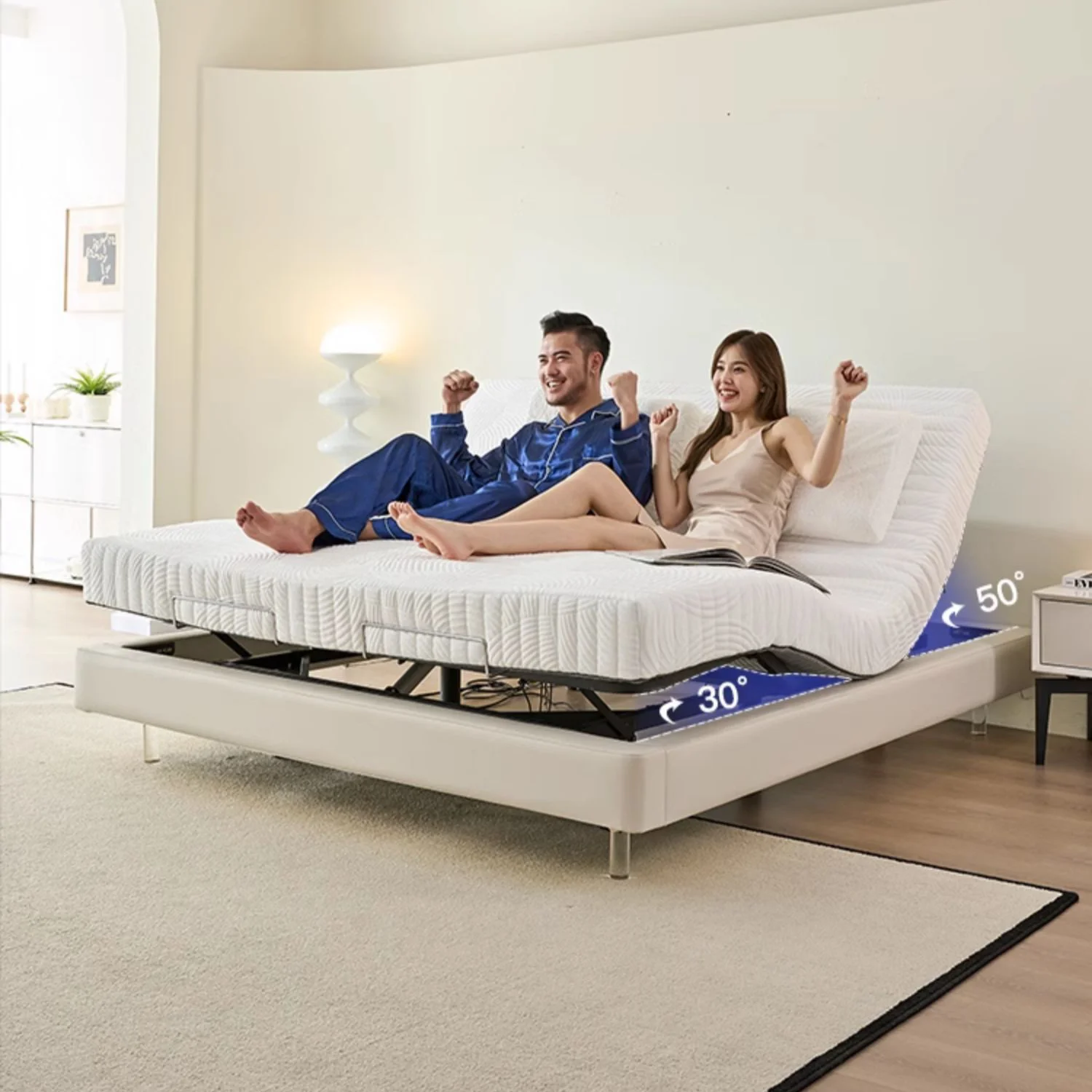 

#2024 New Design Intelligent Sleep Mattress Double Motor Automatic Lifting Adjustable for Bedroom Home Furniture Hospital