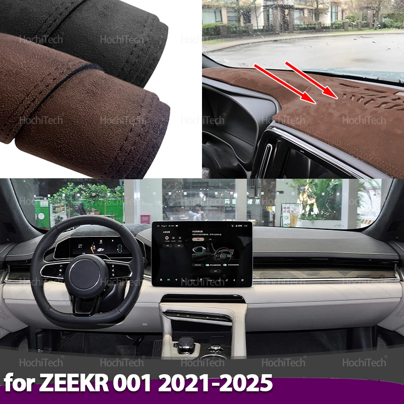 For ZEEKR 001 FR 2021 2022 2023 2024 2025 Car-styling Suede Leather Black/Brown Dashmat Dashboard Cover Pad Dash Mat Carpet