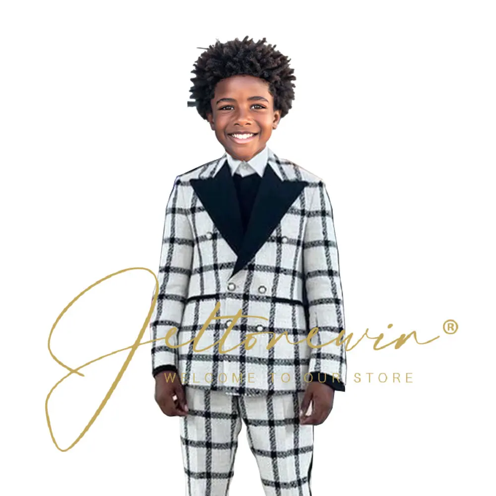 Suit for Kids Boys Wedding Formal Outfit Set Children Gentleman Ring Bearer Clothings Perform Tuxedo Pants + Blazer 2PCS