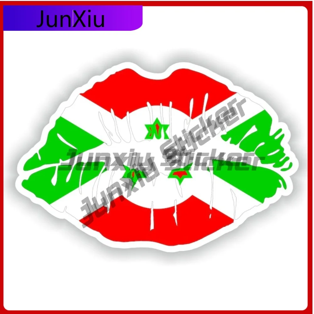 

Burundi Flag Lips National Emblem Sticker Vacation Stickers Scratch-proof Decor Motorcycle Cars Bumper Funny Accessories Decor