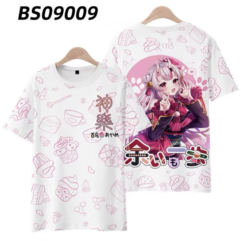 Hololive VTuber Nakiri Ayame Shirakami Fubuki T-shirts 3D Printing Men Women Short sleeve Anime Tee Top Harajuku Kid Tshirt