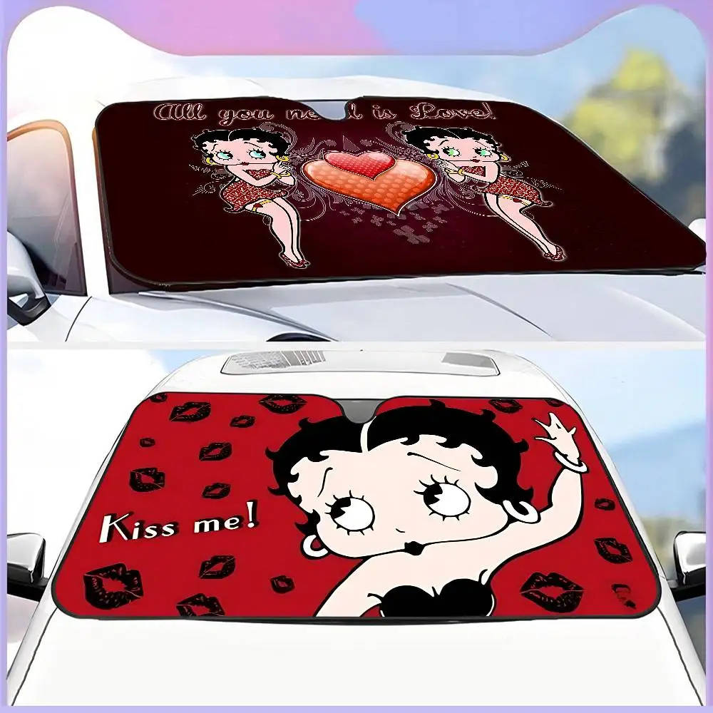 

Classic American Sweetheart B-Betty Car Sunshade Shield Windshield Window Sun Blocker Cover Interior Protection For Truck SUV