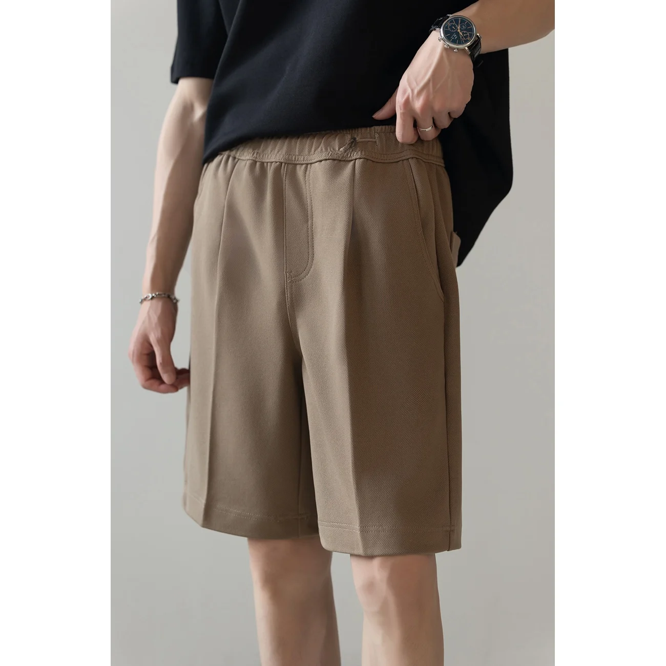 Men's Summer Casual Mid-Length Shorts Loose Straight Leg Light Maturity Trend Youthful Energy Polyester Fiber Anti-Wrinkle