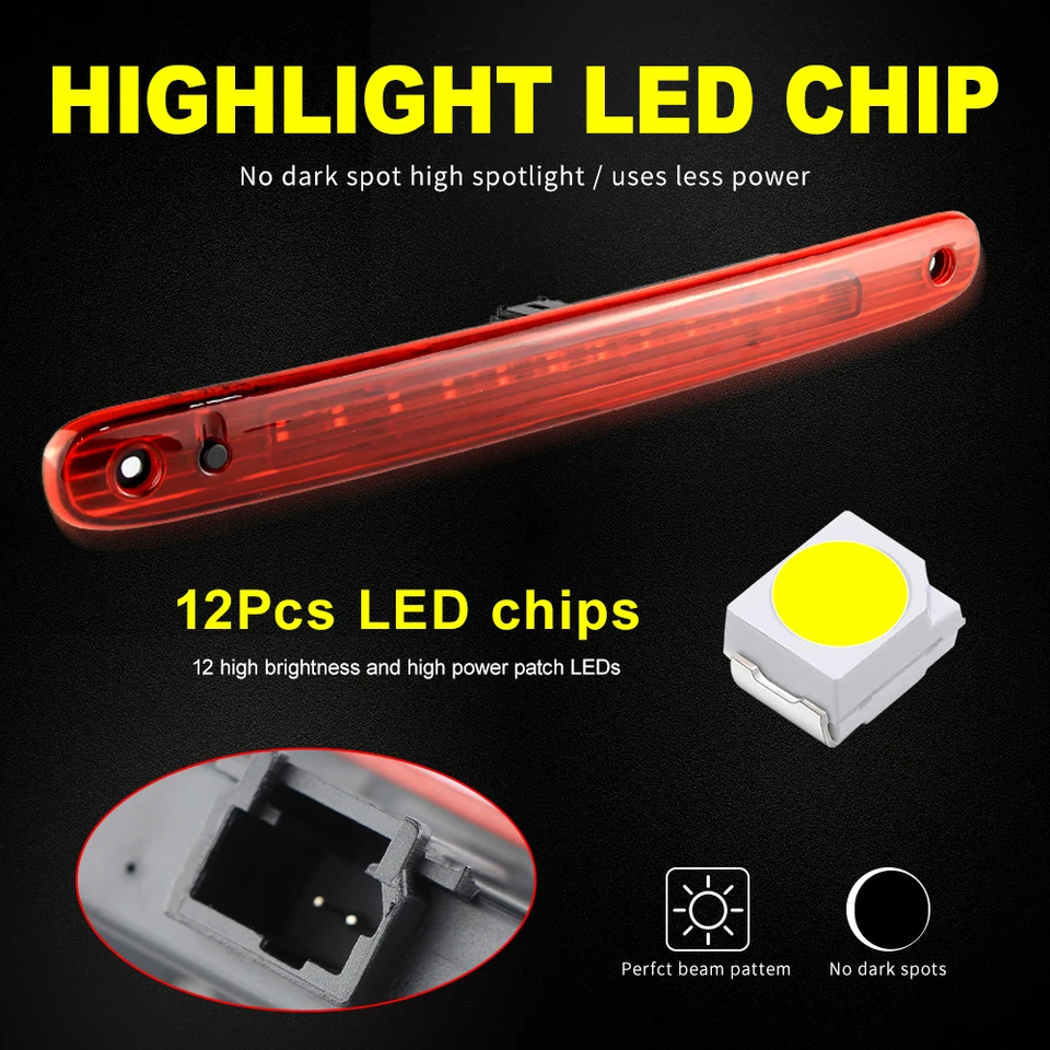 Référence 1606372780 3ème Feu Stop LED Pour Peugeot 107 Citroën C1 Toyota Aygo 2005-2014 - Rouge Pièce Auto Peugeot 107
