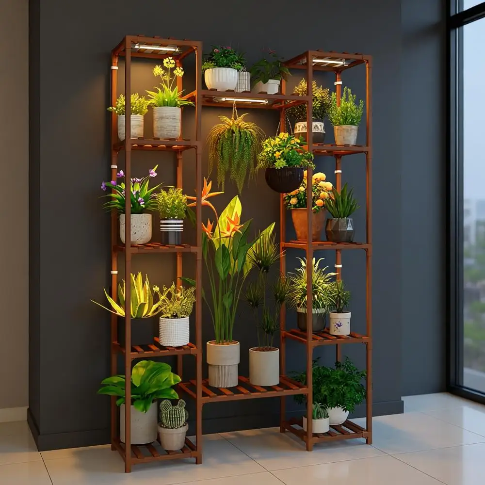 

Indoor Plant Stand with Grow Lights, 62.2 Tall, 12-Tier Shelves, Sturdy Rack for Plant Display, Living Room, Garden, Patio Decor