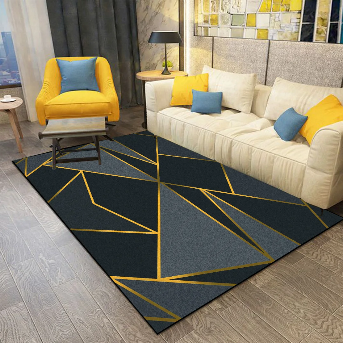 

Geometric Style CARPET FOR LIVE ROOM Ig Home Decor Bedside Rugs for Bedroom 200x400cm Big Size Floor Mats Washable Customizable