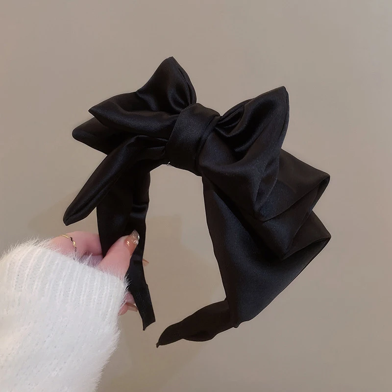 1PC Women Korean Style Fashion Headdress Black Bow Knot Hairband Temperament Elegant Headband For Girls Hair Accessories