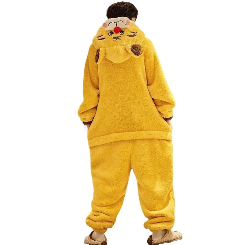 Winter Anime Paare Pyjamas Overalls Frauen Männer verdicken Hoodies Nachtwäsche Tiger weich warm zu Hause tragen