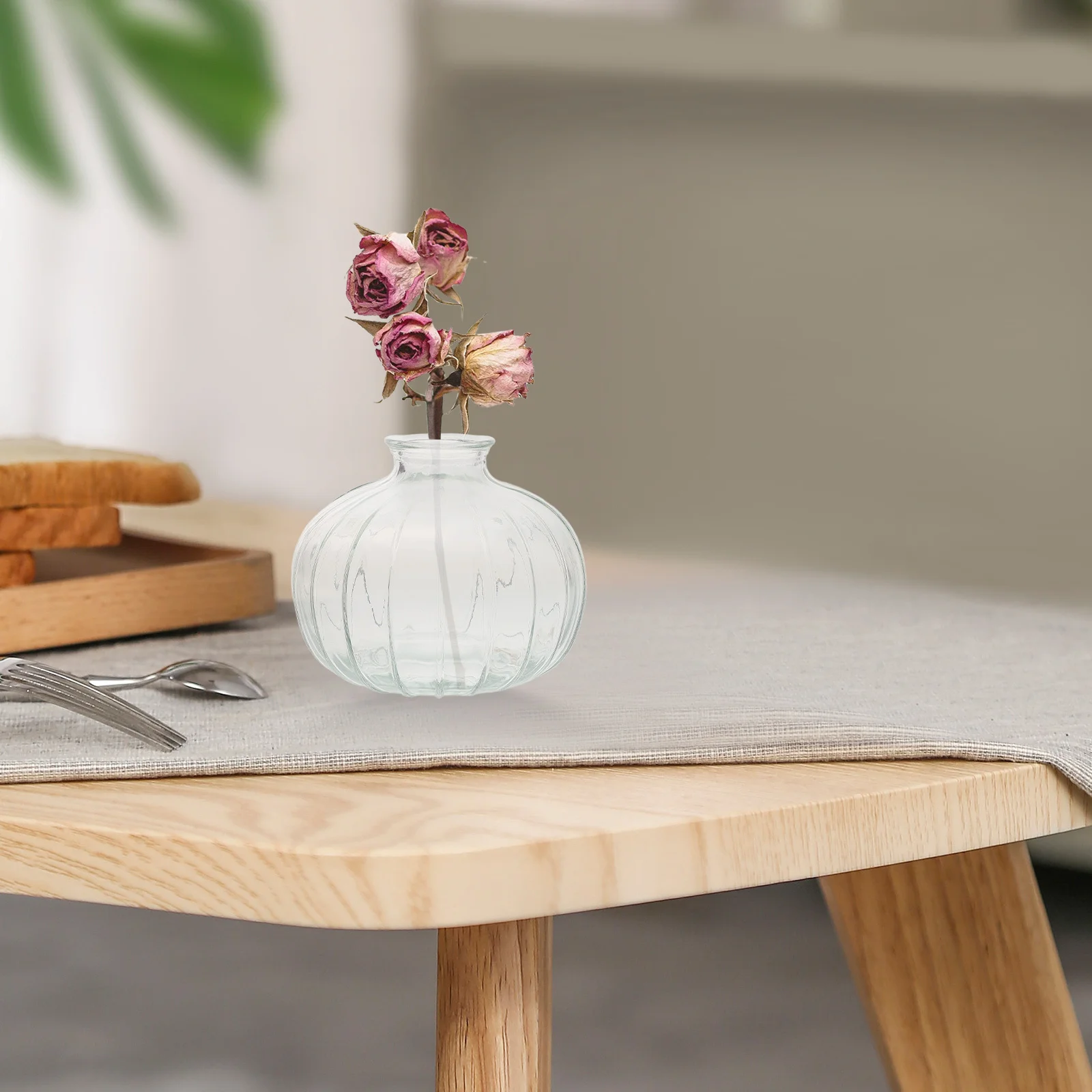 

Clear Retro Glass Pumpkin Vase Vintage Container Small Glass Flower Pot Dining Table Wedding Decoration Home Decor