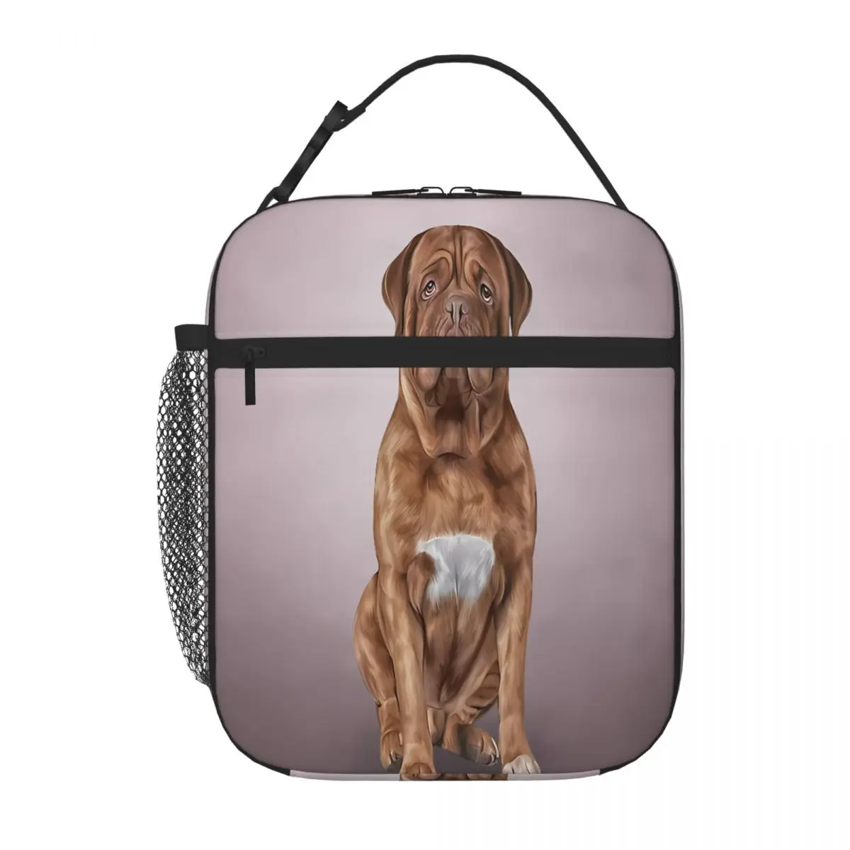 Bestselling Drawing Dog Dogue De Bordeaux Oversized Commuter Lunch Bag Middle School Neoprene Lunch Bag