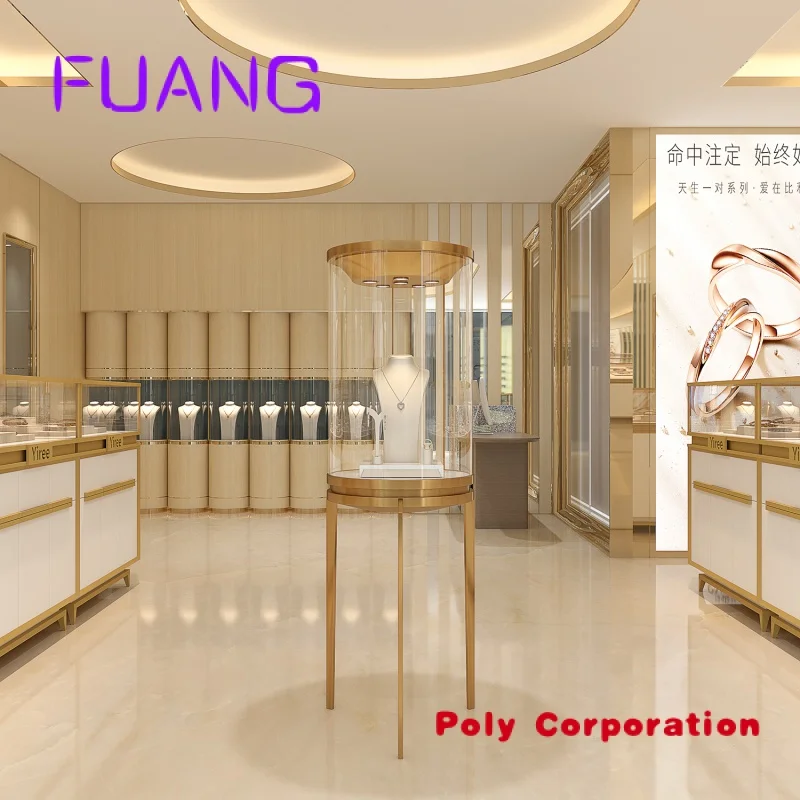 Custom  Commercial duty free led strip shop decoration design metal wholesale jewelry displays cabinet light cash