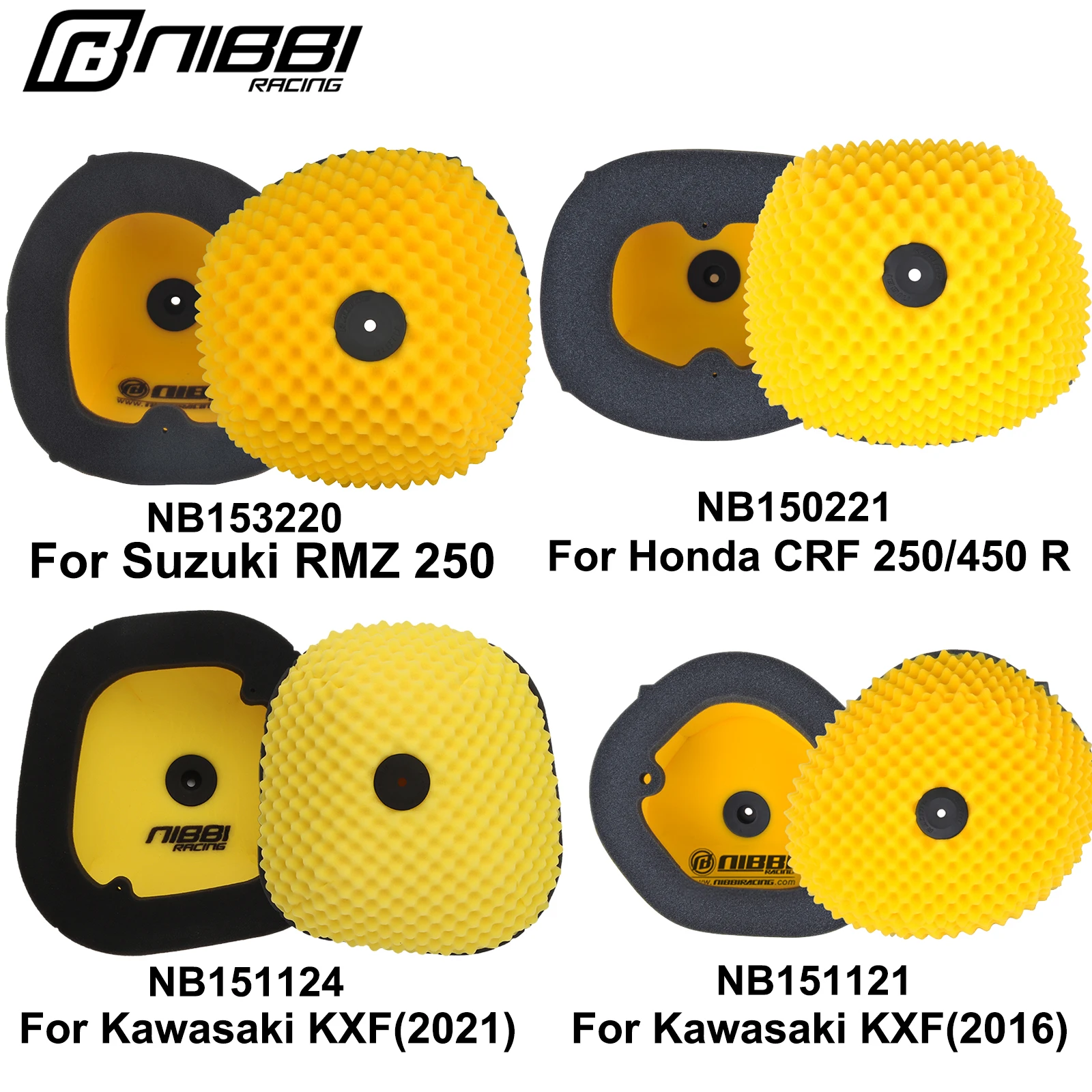 NIBBI Motorrad-Schaumluftfilter für Suzuki RMZ 450 Honda CRF 250 Kawasaki KX 250/450 F 2016-2022 Dirt Bike Luftreiniger – Detail 1