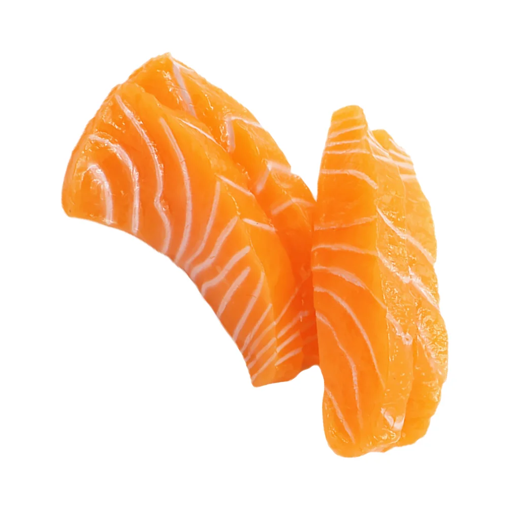 2 Pcs Simulation Food Realistic Salmon Fillet Model Hamster Photo Props Kitchen Decor and Accessories Pvc Child