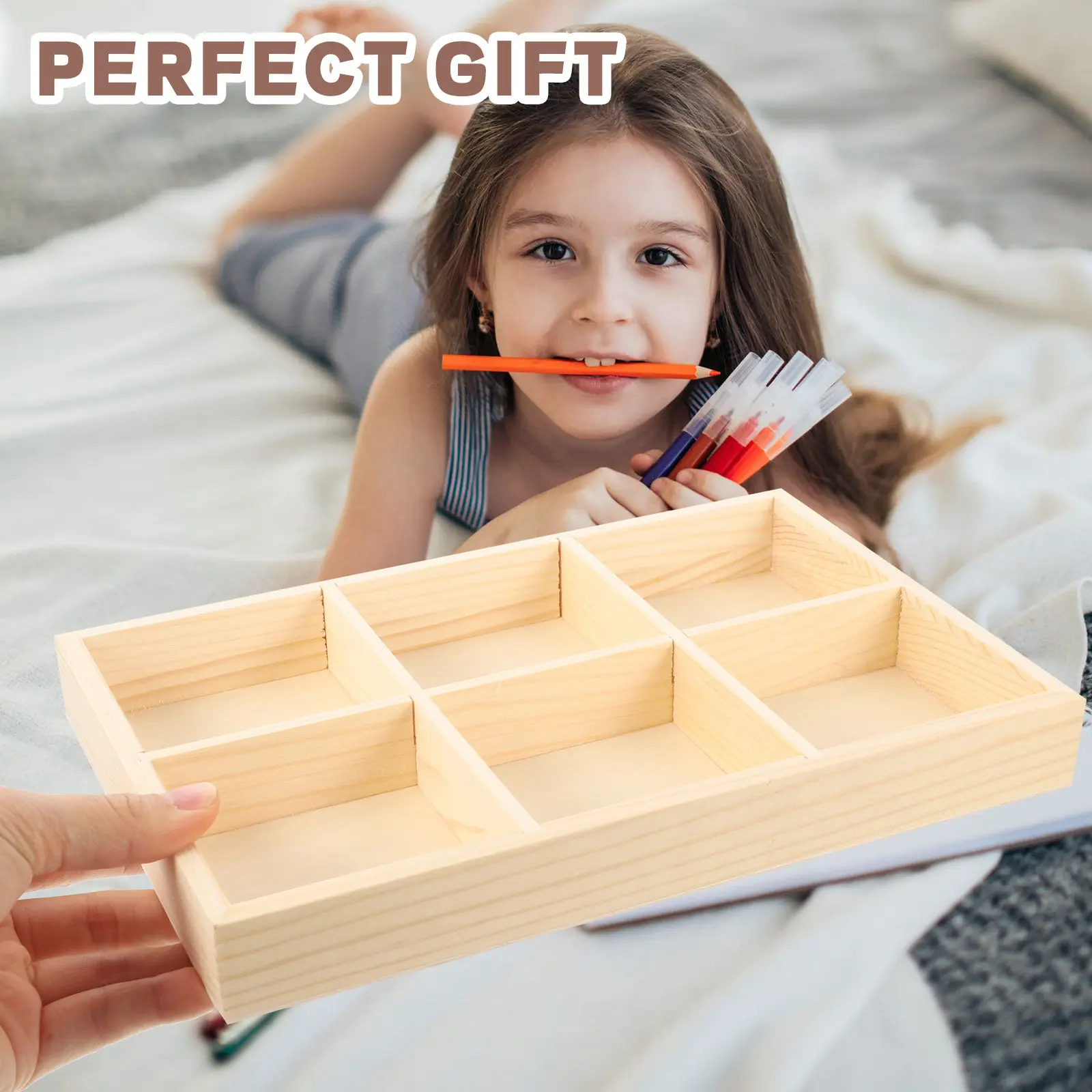Wooden Crayon Holder Multi Slot Organizer Crayon Storage Case Pen Pencil Holder Desk Accessories Desk Accessories