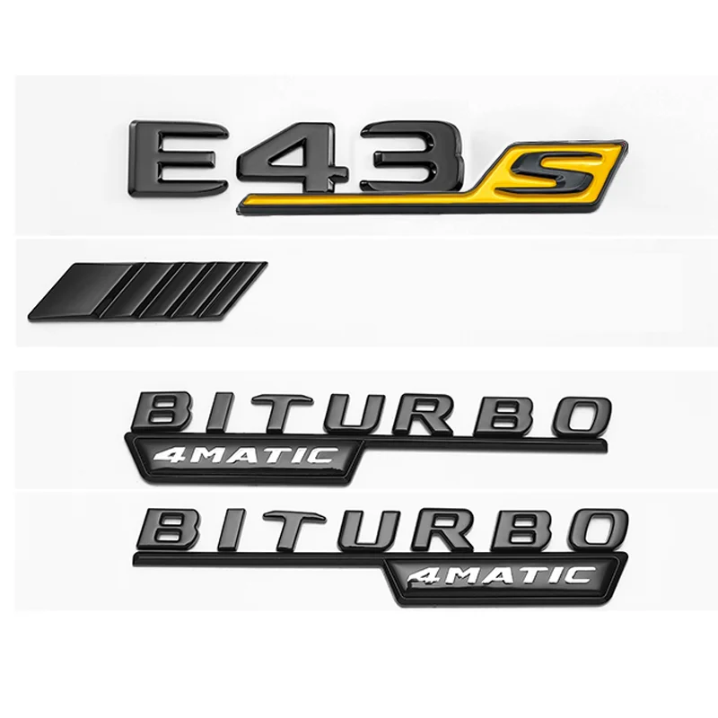 3D Glossy Black Letters E43 E53 E63 E63S V8 Biturbo 4matic ABS Emblem per Mercedes Benz AMG Car Fender Trunk W212 W213 Sticker