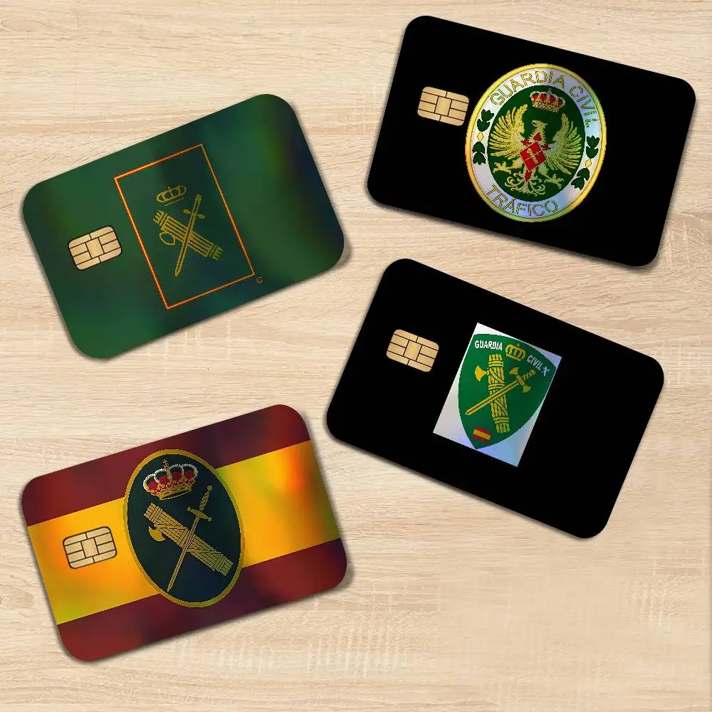 S-Spanish C-Civil G-Guard Rainbow Laser Glitter Bank Card Stickers Waterproof Art Decals