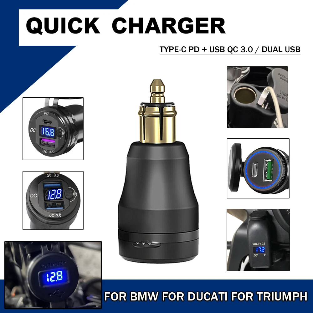 

For Tiger 800 900 1200 Motorcycle Quick Charger For BMW R1250GS F850 F750 F650 GS G650 K1600B K1300GT R1300GS C400GT For Ducati