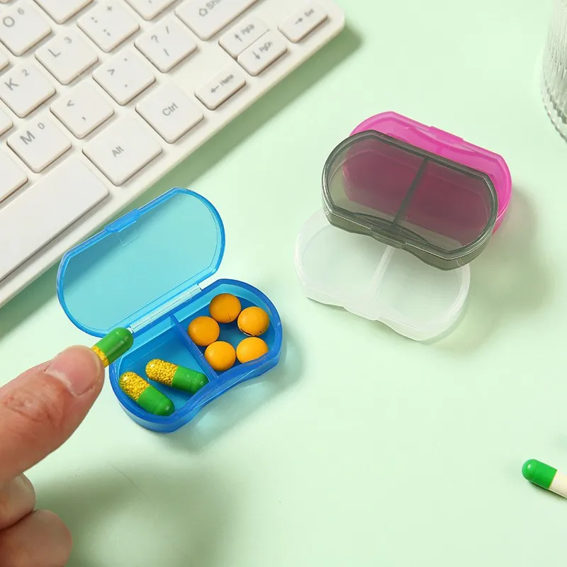 علبة حبوب منع الحمل الصغيرة 2 شبكات اللوحي منظم حبوب منع الحمل صندوق توزيع المنزل السفر الصباح والسهرات الطب Boxex