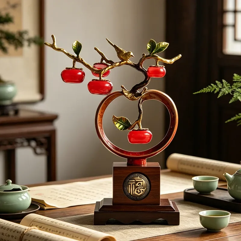 For Everything Persimmon Ruyi Gourd Ornament Living Room Fortune Office Decoration Moving Gift Housewarming Gift