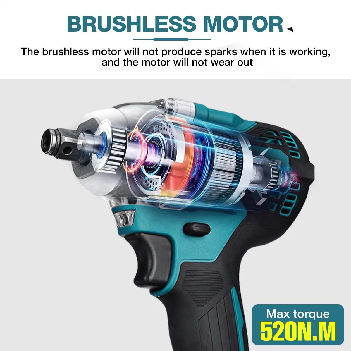 4 Speed 520N.M 2 in 1 Brushless Electric Impact Wrench Screwdriver 1/2 inch Rechargeable Wrench Drillpro for Makita 18V Battery