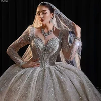NS4958 2025 Newest Design Luxury Beading Ball Gown Wedding Dress For Brides Real Photos