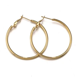 10pcs 2pcs Stainless Steel Round Big Circle Hoop Earring Hoops Gold Color Earring Fashion Women Jewelry Making DIY Accessories