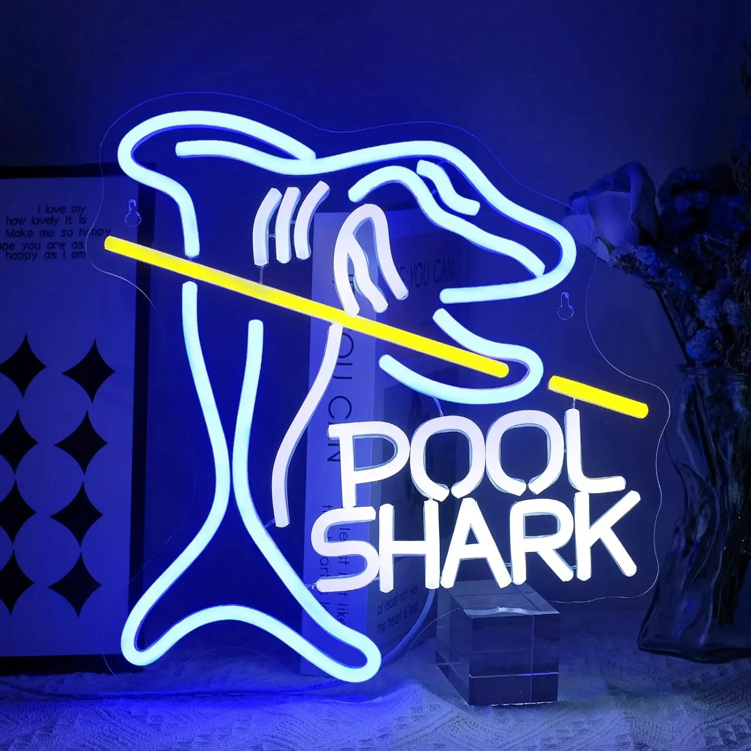 

Pool Shark Neon Sign for Wall Decor Dimmable Led Lights Signs Billiards LED Signs for Game Room Bar Pub Club Boys Gift