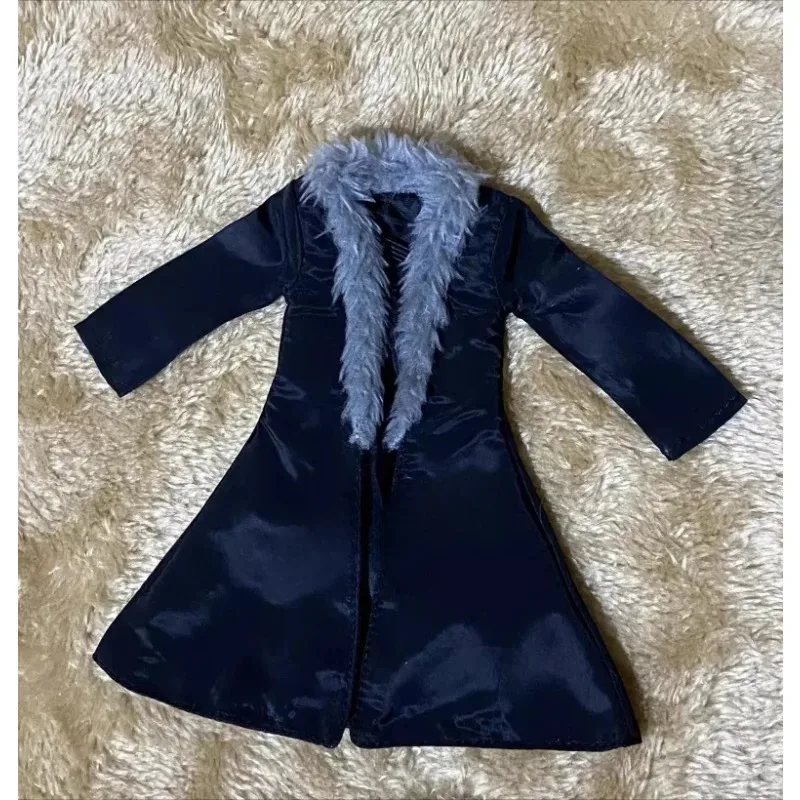 

1/12 Scale Toy Figures Black Coat Cloak Cape with Fur Collar Clothes Model for 6Inch Male Soldier SHF Body
