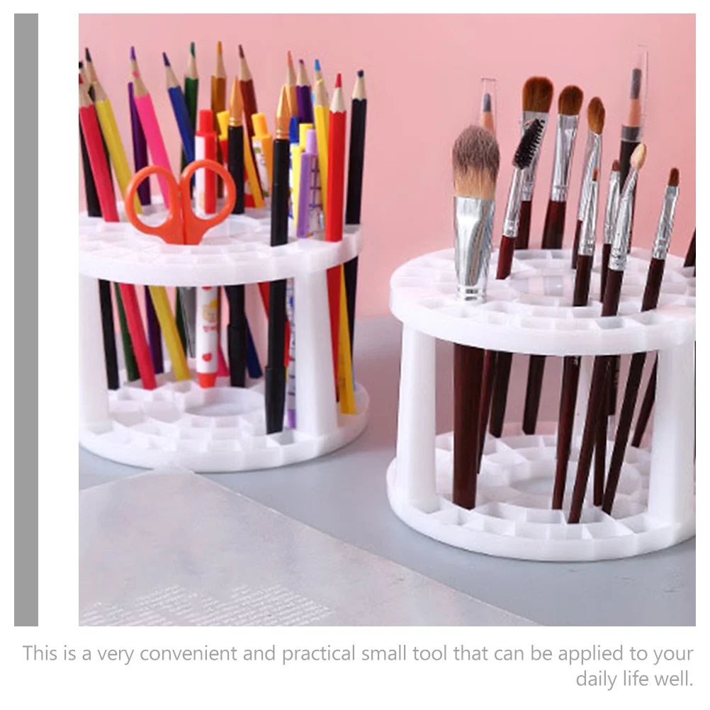 

2Pcs Pen Holder Paint Brush Organizer Multi-Hole Round Stand Plastic Pencil Storage Rack for Home School Office Artist