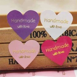 100pcs/lot 15 color style Handmade with love and thank you Design Sticker Labels Stationery Sticker