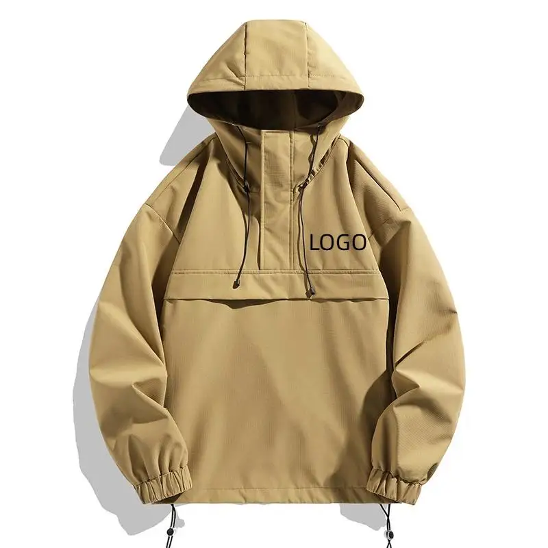 2025 Men's Loose Jacket Personalized Customization LOGO Casual Sports Hoodie Oversized Solid Color Jacket