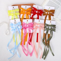 2 Pcs  Hair Bow Hairpin for Women Girls Ribbon Hair Clips Headwear Black White Bow Top Clip Children Female Hair Accessories