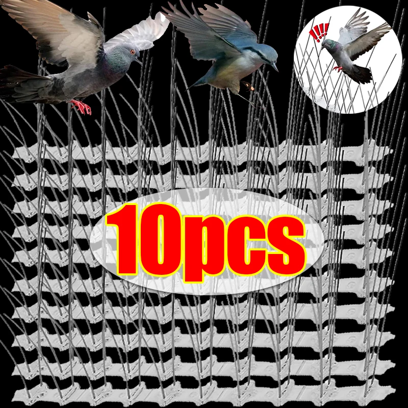 

10/1pcs Stainless Steel Bird Spikes Pigeon Deterrent Anti-bird Spike Control Pest Repeller for Garden Fence Roof Window Balcony