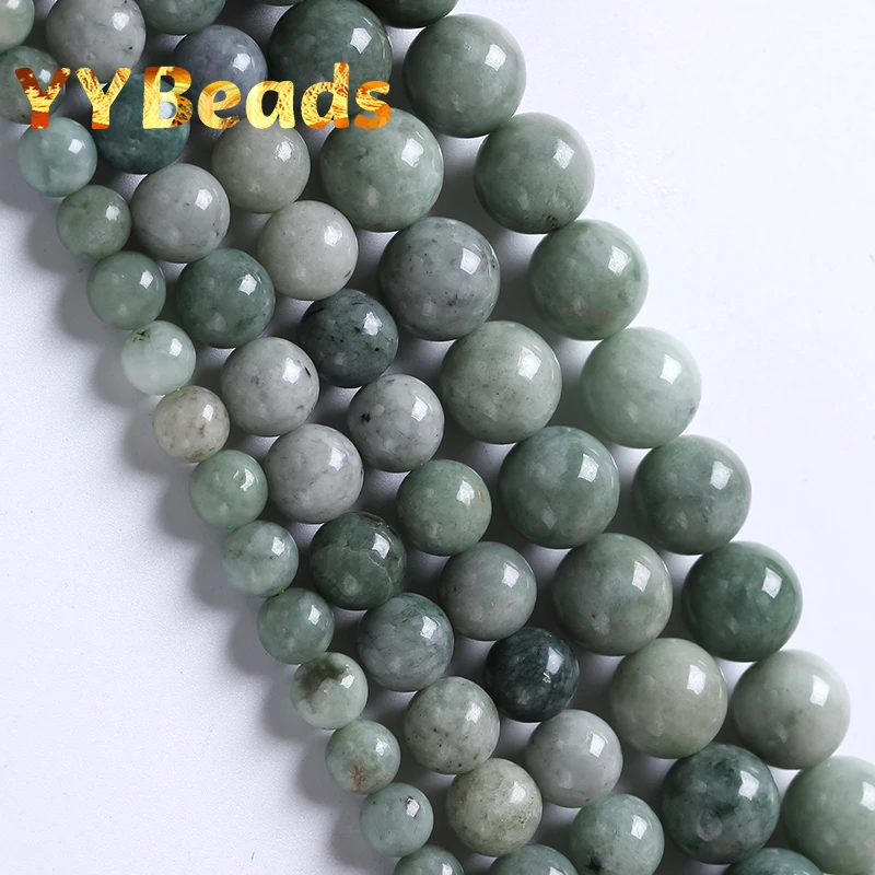 

AAAAA Natural Green Myanmar Jades Stone Beads For Jewelry Making Smooth Burma Jadeite Round Beads DIY Bracelet 6 8 10mm 15" Inch