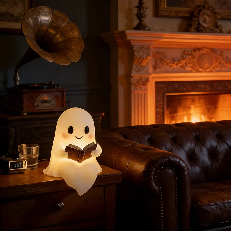 Cute Ghost Reading Lamp, Halloween Decorative Light, LED Glowing Ghost Night Light, Ghost Figurine Ornament