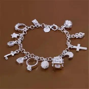 Bracelet European and American Silver Fashion Thirteen Pendant Bracelet Women's…