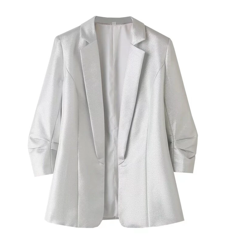 

Faionable Autumn Winter Women's Suit Jaet 2023 Ele Slimming Long Sve Folded Cuff Versatile Sle Quali Material