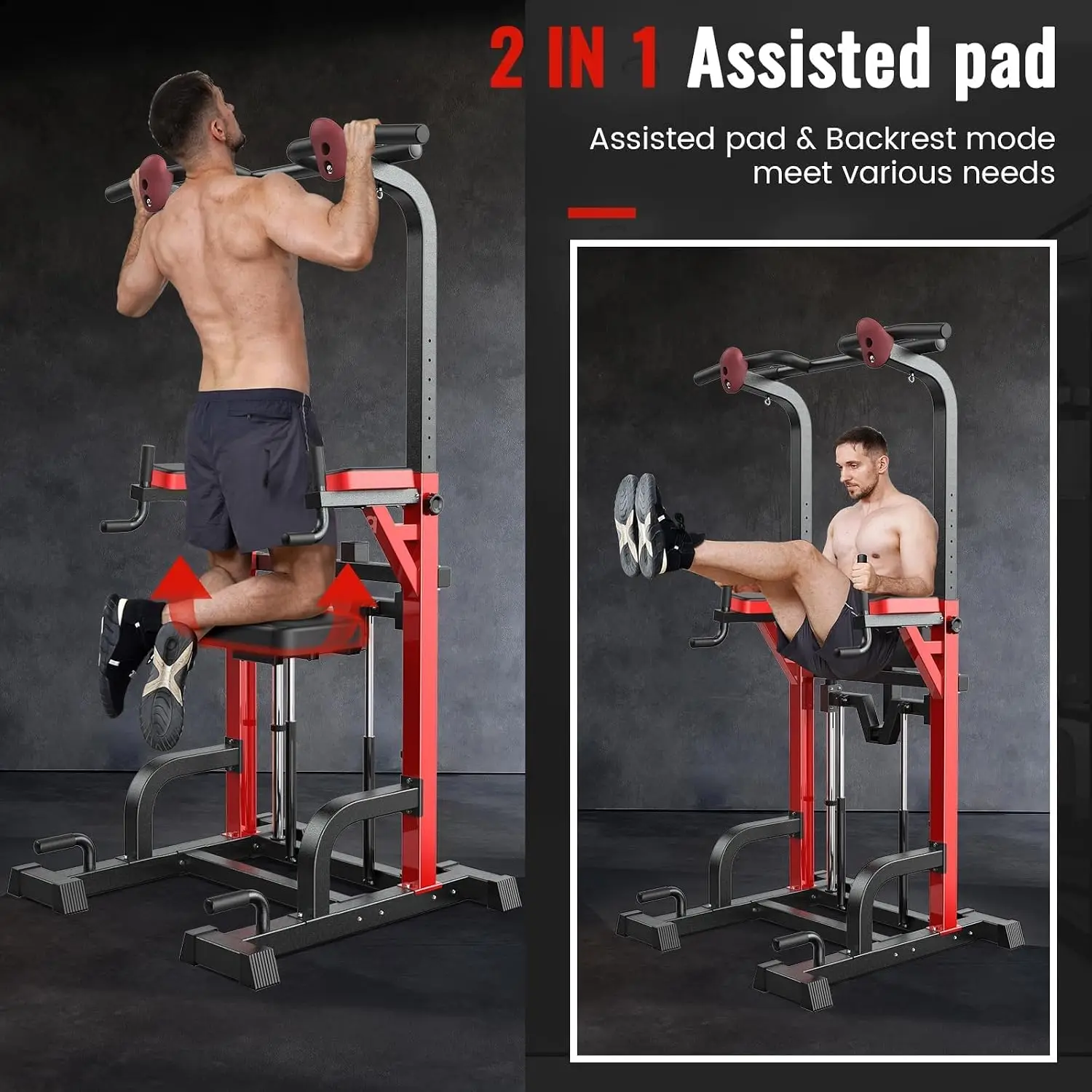 Pull Up Bar Power Tower Dip Station, 450LB Adjustable Home Gym Equipment, Customized