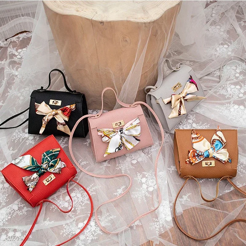 Women Ribbon Bow Decor Hasp Mini Flap Hangbag Ladies Fashion Leather Wallet Shoulder Messenger Crossbody Bag Totes