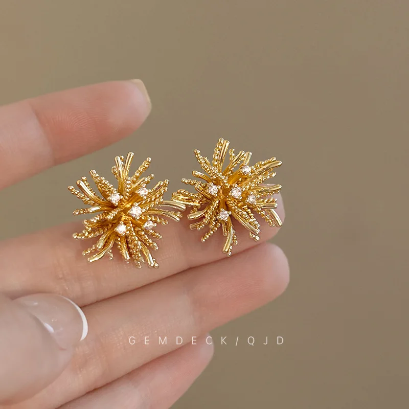Firework Earrings Zirconium Alloy Retro Elegant Minimalist Unique Lightweight Comfortable Daily Commute Party Accessory Women
