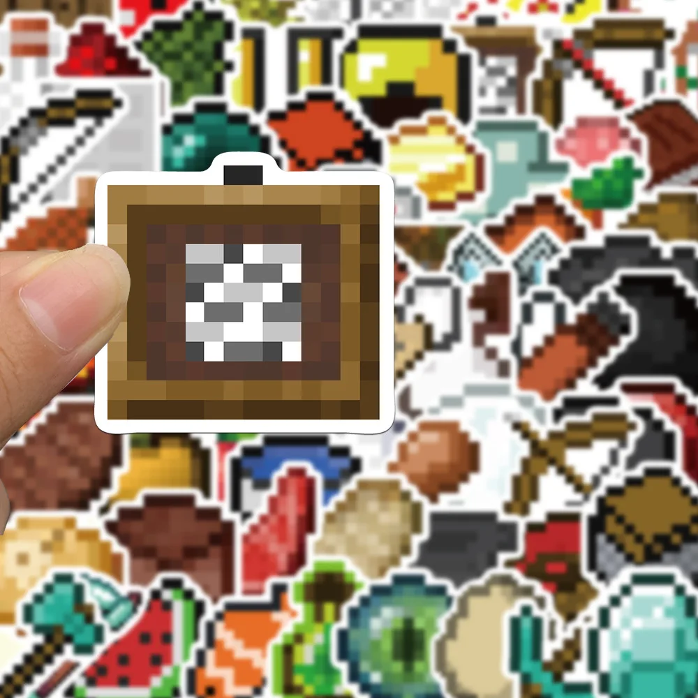70Pcs Pixels Game Cartoon Stickers Mobile Phone Case Luggage Skateboard DIY Decorative Waterproof Stickers For Kids Toy