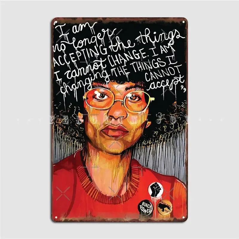 Angela Davis Metal Plaque Poster Wall Mural Customize Mural Painting Cinema Tin Sign Poster