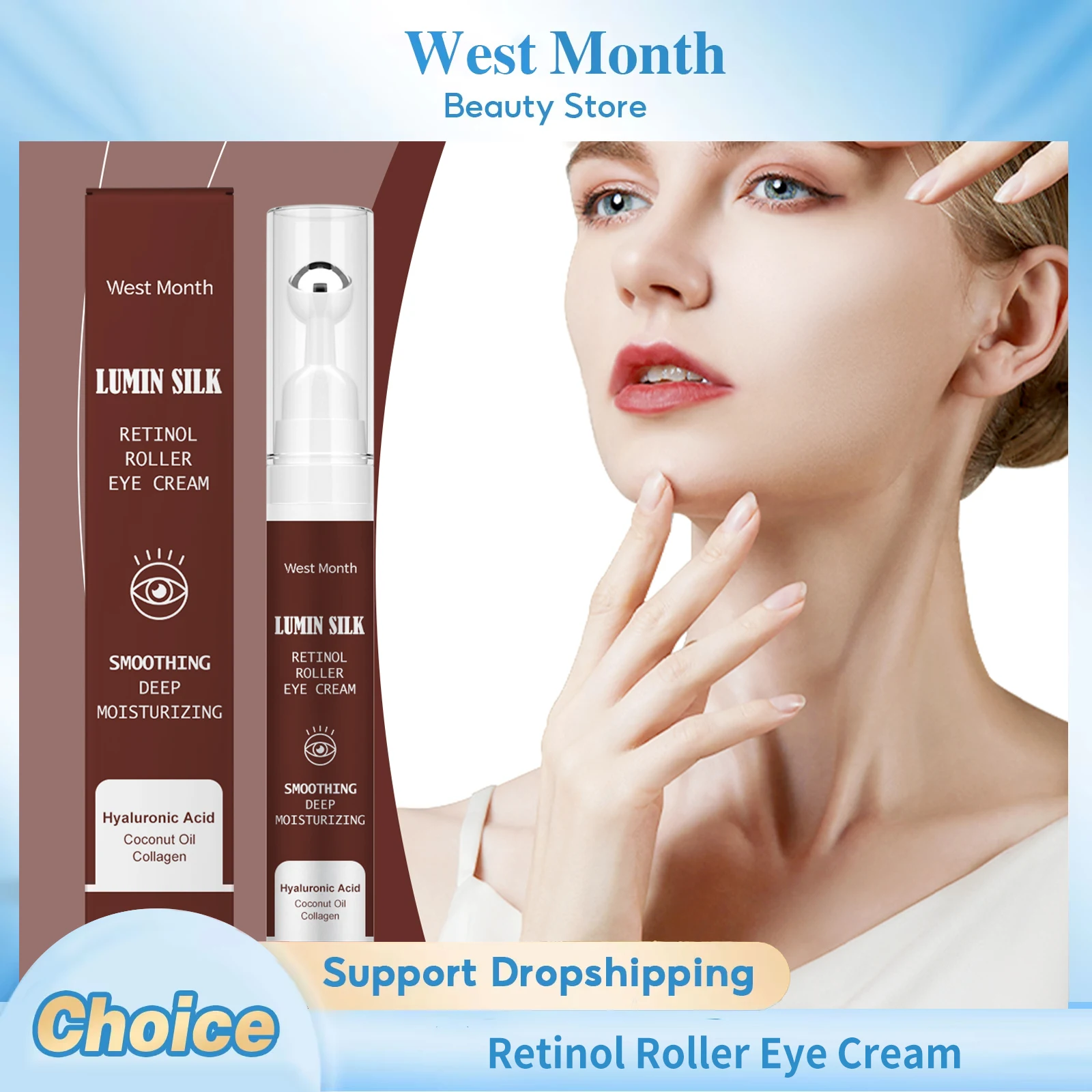 

Retinol Roller Eye Cream Fade Fine Lines Anti Puffiness Remove Eye Bags Smoothing Wrinkles Lighten Dark Circles Repair Eye Cream