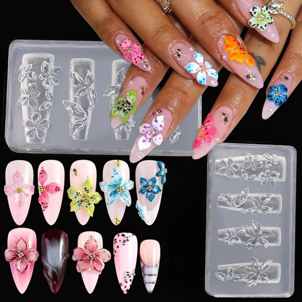 

3D Flowers Nail Mold DIY Silicone Nail Tools Hawaii Hibiscus Floral Petal Nail Design Resin Molds Nail Art Carving Template