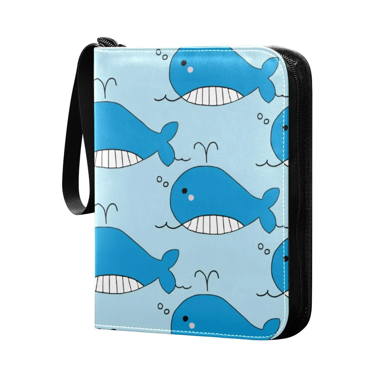 

Blue Whales Card Binder 4 Pocket Card Binder, 400 Double Sided Pocket Album for Sport Game Cards, Unique Card Collection Storage