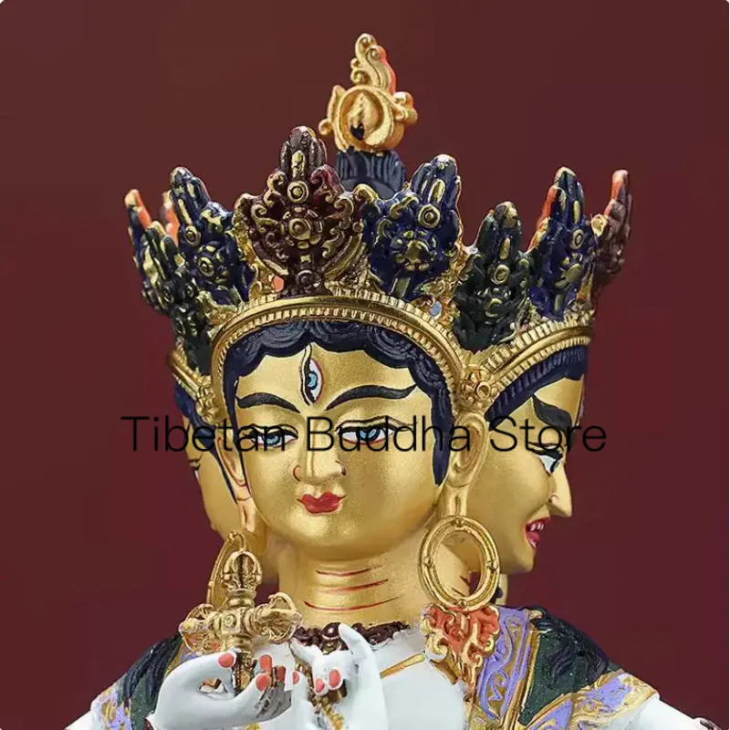 Zunsheng Buddha Mother Painted Pure Copper Buddha Statue Xizang Buddha Hall Decoration Langjiama Boutique Tara Buddha Statue