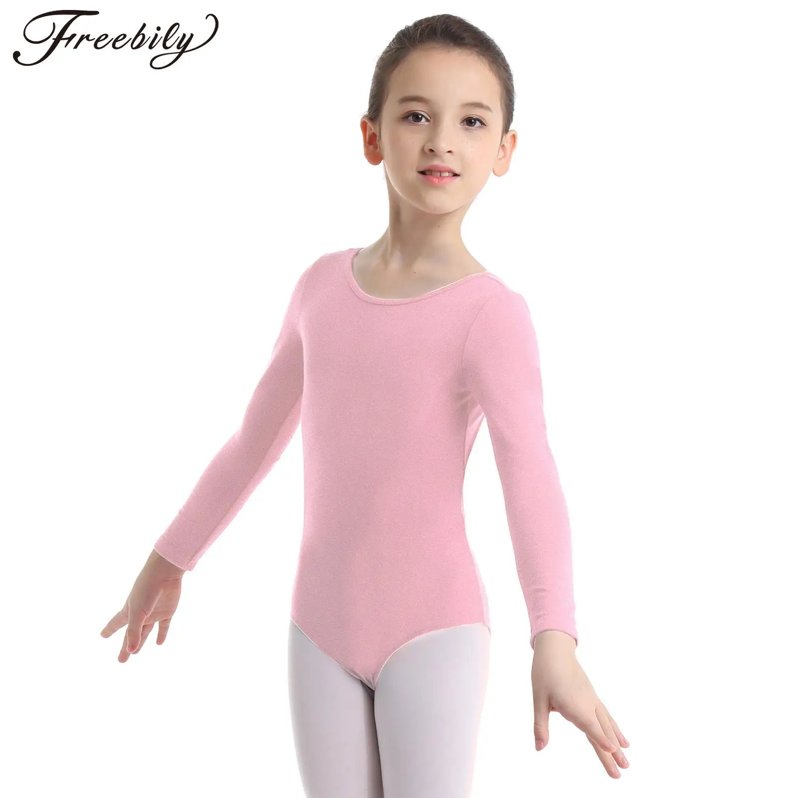 kIDS Girls Long Sleeve Cotton Ballet Dance Leotard Gymnastics Bodysuit Jumpsuit Dancewear Dancing Training Tumbling Clothes