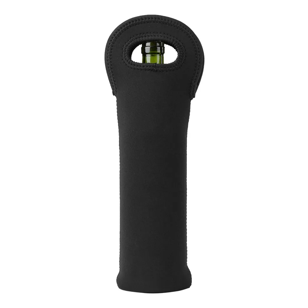 

3pcs Protective Cover Neoprene Bottle Cooler Insulated Reusable Winebottle Bag Secure Carry Handle Black Beverage Sleeve Picnic