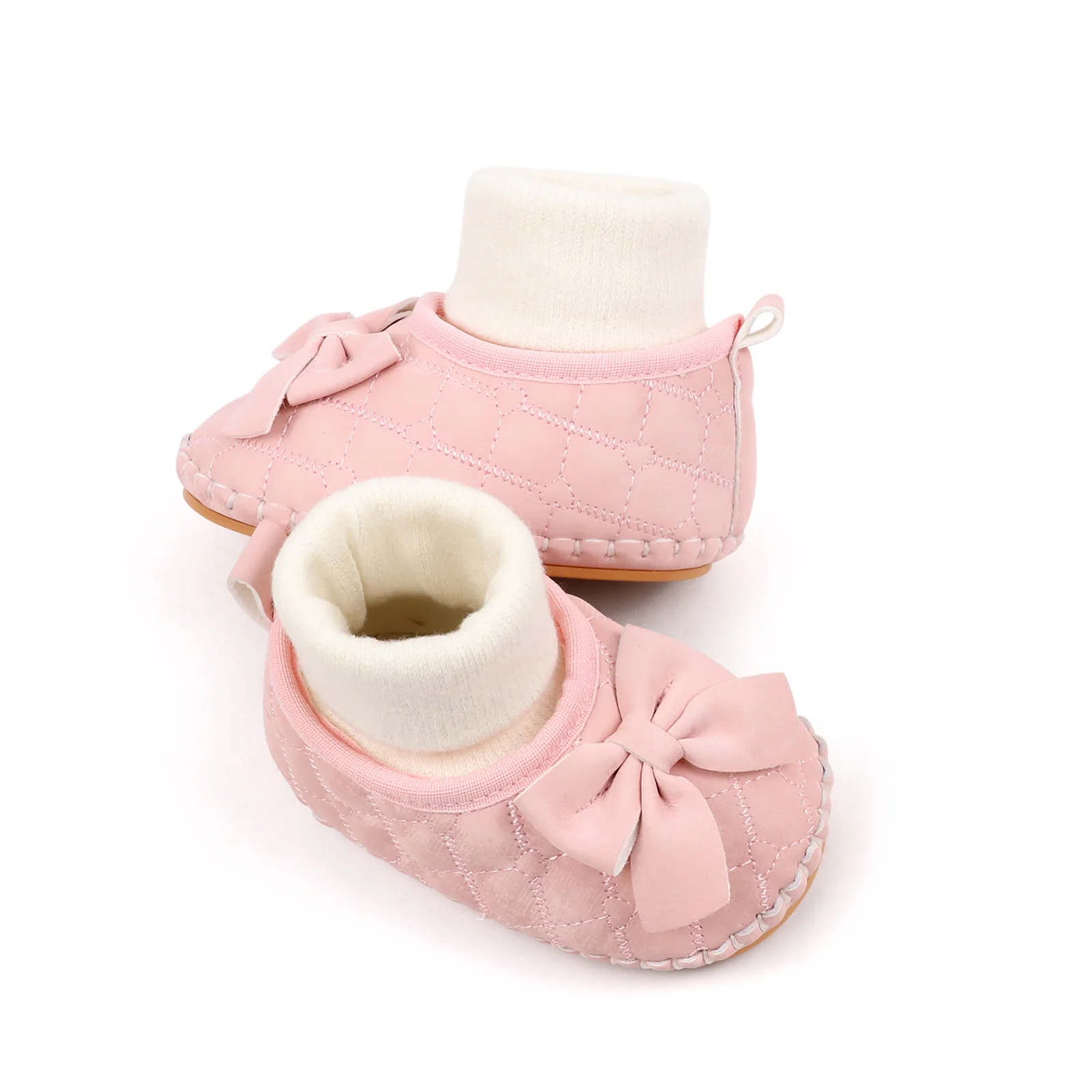 

0-18months Baby boys girls Boots Bow Decor PU Flats Crib Shoes for infant girls Perfect First Walking Booties